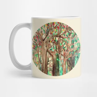 Walking through the Forest - watercolor painting collage Mug